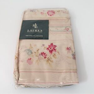 Ralph Lauren Vintage Josie King Pillowcase Set Made In Italy NIP Set of 2 Cases